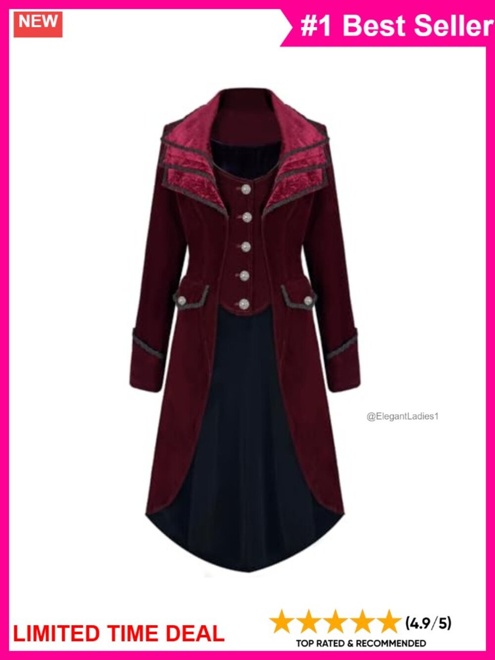 Velvet Victorian Gothic Steampunk Jacket Long Sleeve Cosplay Coat